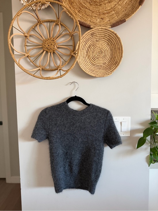 Gianni Bini Sweaters - Gianni Bini Alpaca Short-Sleeve Crewneck Sweater in Charcoal